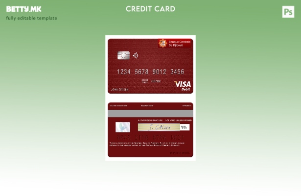 Модерен стил Џибути Централната банка на Џибути шаблон за виза дебитна картичка